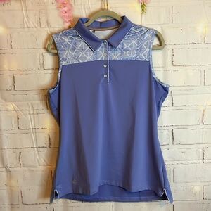 Adidas Sleeveless Golf Button Up Collar Top Large